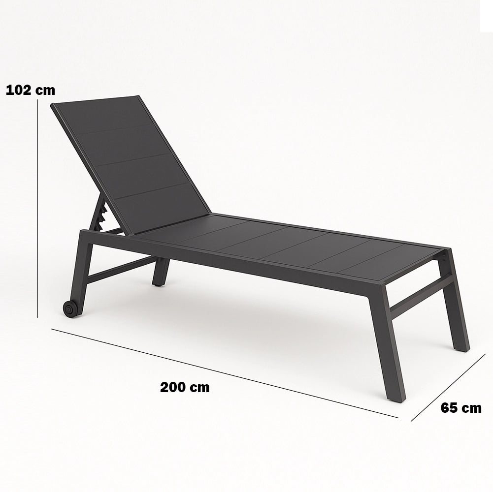 Lettino Prendisole Lounge con Ruote Sdraio da Giardino Antracite Resistente UV