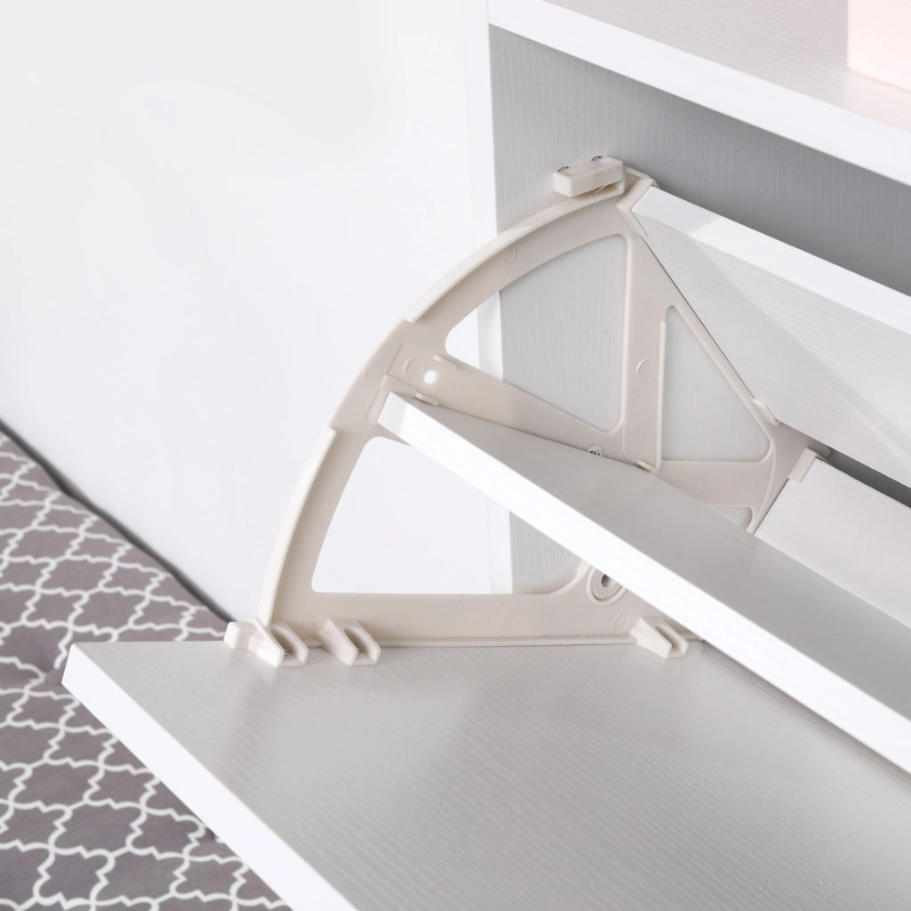 Scarpiera salvaspazio 3 ante a ribalta 18 paia con ripiano portaoggetti ¨C Xylo ¨C legno truciolato bianco 60x24x132cm