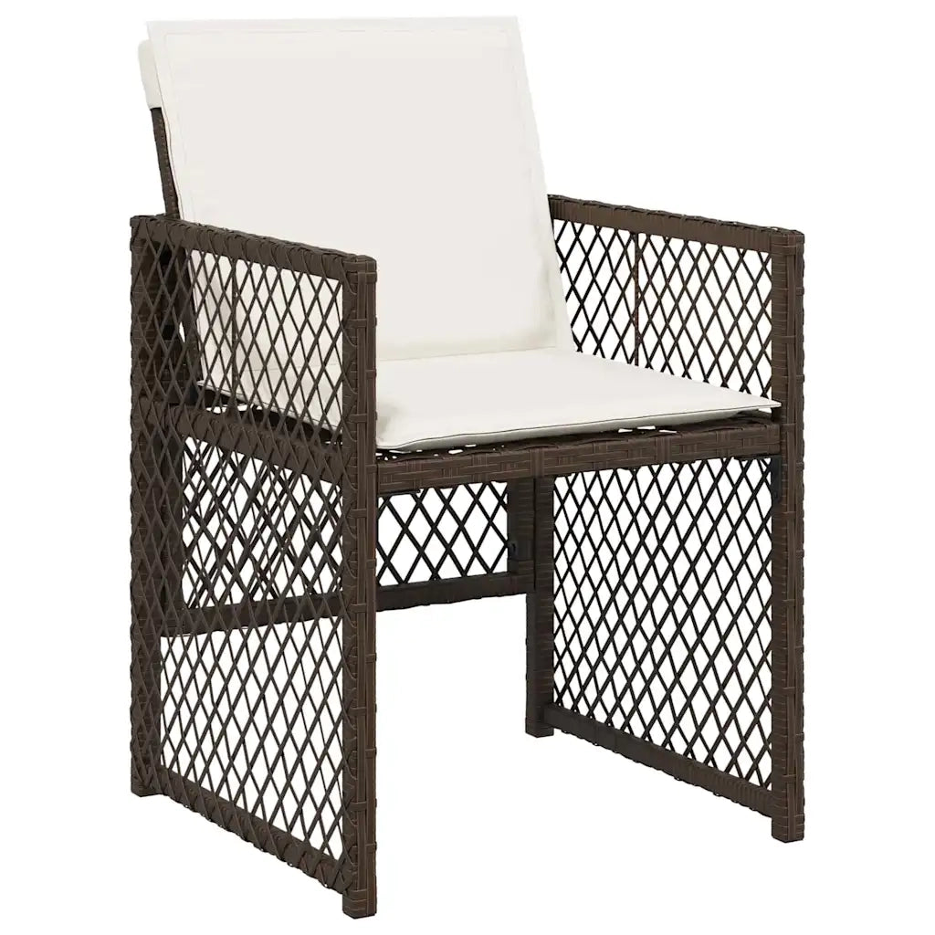 Set da Pranzo per Giardino 5 pcs Marrone polyrattan