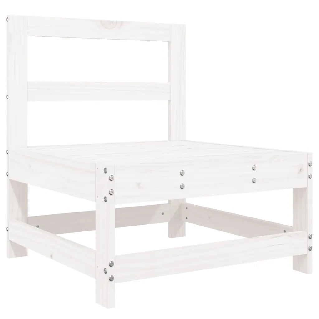 Divani Centrali da Giardino 2 pz Bianchi Legno Massello di Pino 825514
