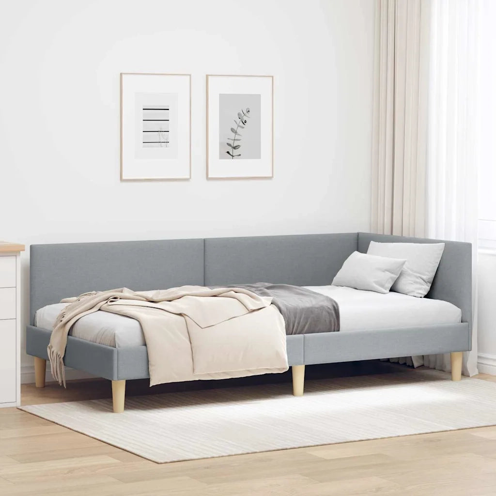 Cornice del letto ad angolo Grigio chiaro 90 cm x 190 cm