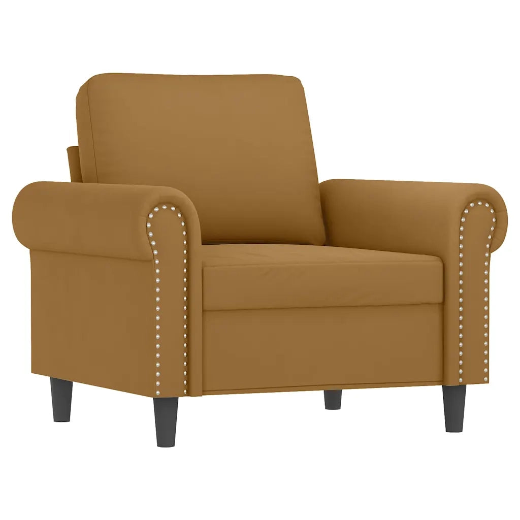 Set di Divani 3 pz con Cuscini Marrone in Velluto