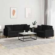 Set Divani 2 pz con Cuscini Nero in Tessuto 3202138