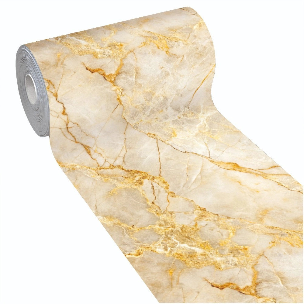 Tappeto Cucina Antimacchia 51x400 cm Stampa HD Alta Definizione Passatoia Gomma Moderna Marmo Oro