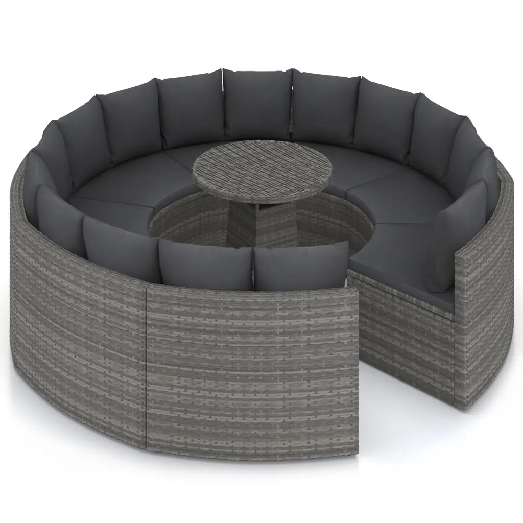 Set Divani da Giardino 9 pz con Cuscini in Polyrattan Grigio 3064899