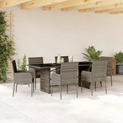 Set da Pranzo da Giardino 7 pz con Cuscini in Polyrattan Grigio 3213508