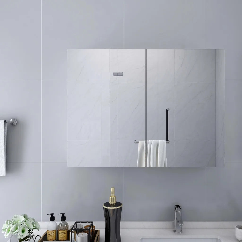 Armadietto a Specchio | Armadio da bagno Bianco 80x15x60 cm in MDF