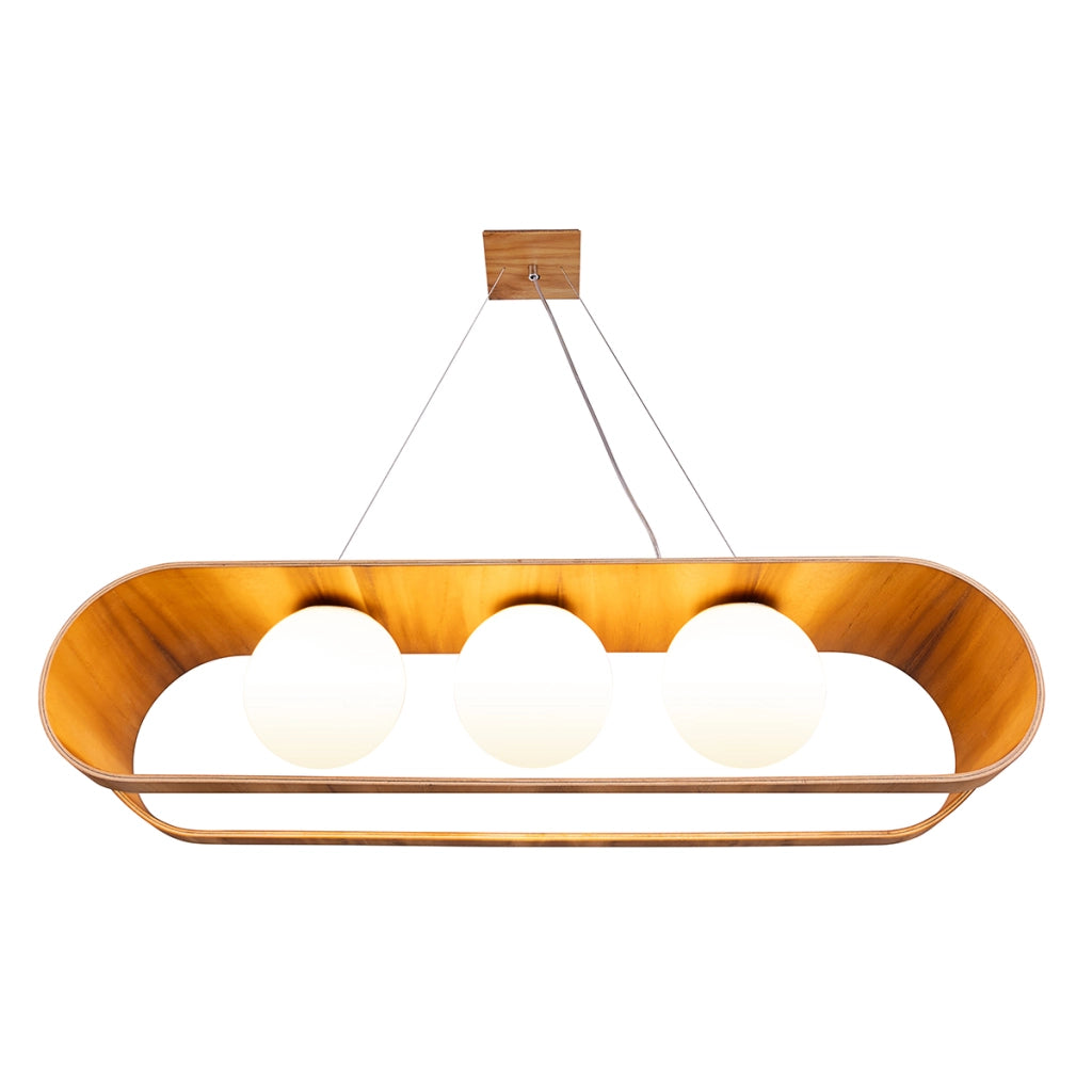 Sospensione SFERA teak 85 cm 3 luci E27 Quintiesse