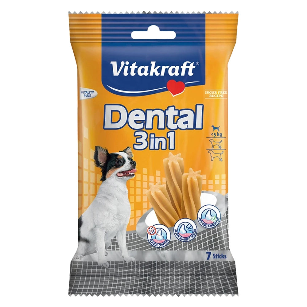 SNACK PER CURA DENTALE CANE 'DENTAL 3 IN 1' misura XS - per cani piccoli (max 5 kg)  - VITAKRAFT