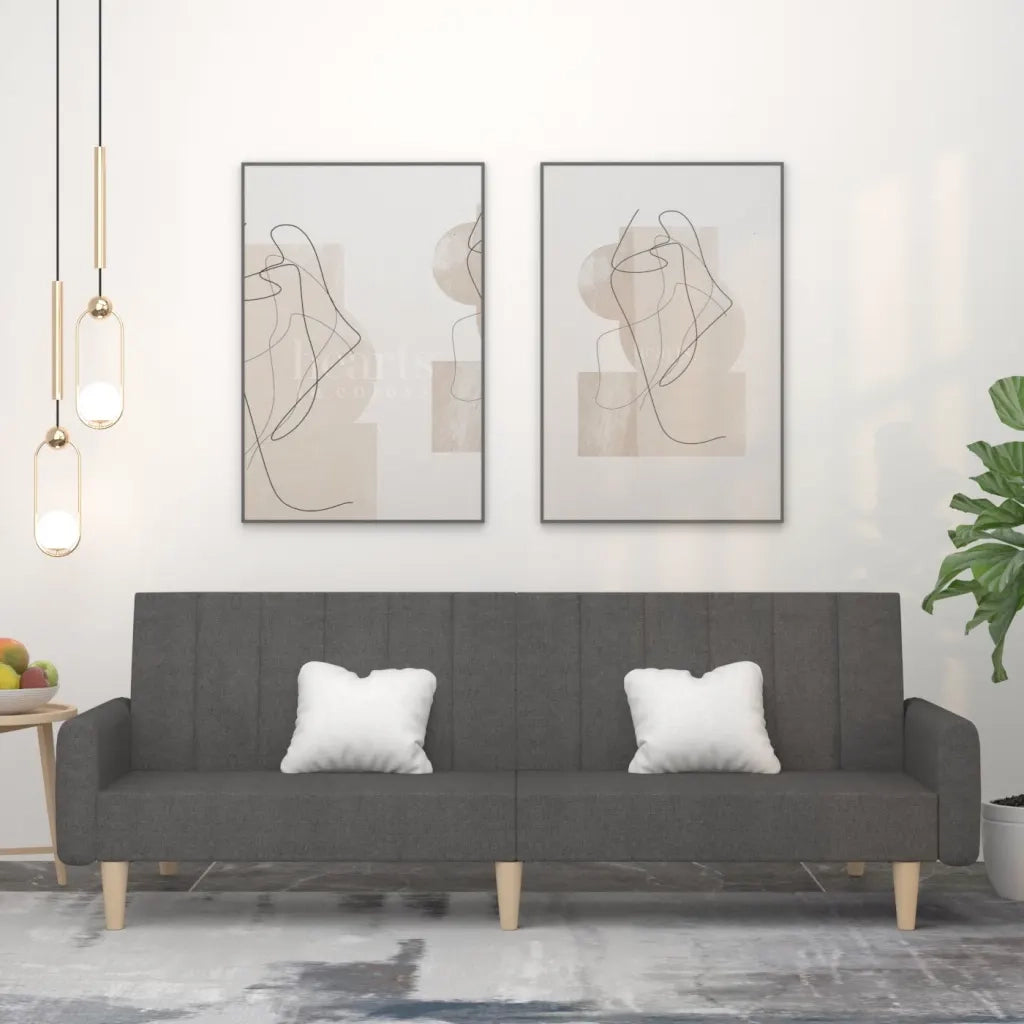 Divano letto | Sof¨¤ letto | Letto singolo a 2 Posti Grigio Scuro in Tessuto