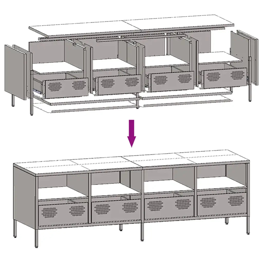 Mobile TV | Armadietto TV | Mobile Porta TV Antracite 135x39x43,5 cm Acciaio Laminato a Freddo