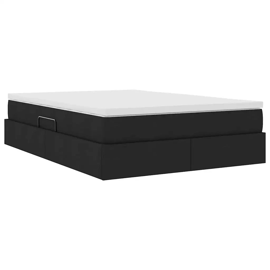 Letto con contenitore e materasso Nero 140 x 200 cm Poliestere