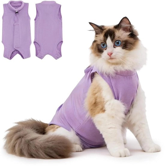 Pacco di cura per gatti - Onesie morbido - Alternativa respiratoria - Sostegno alla guarigione - Adatto per interventi di laparotomia - Tessuto di lattescente estensibile con seta - Onesie per gatti
