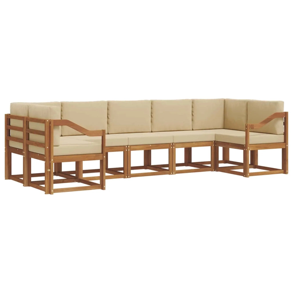 Set di divani da esterno con cuscino 7 pcs Naturale e Beige 3366936