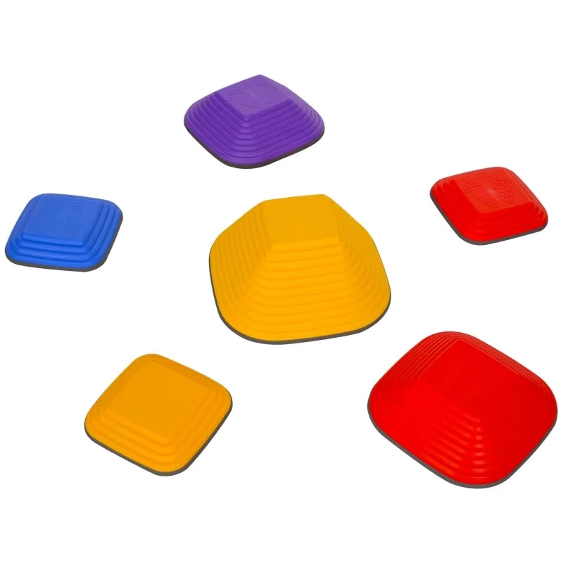 Set 6 Pietre da Equilibrio Quadrate, Impilabili e Antiscivolo, Carico Max 80 kg, Colorate, per Bambini 3-8 Anni
