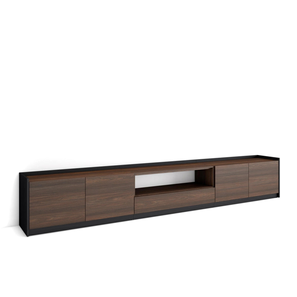 Mobile TV Soggiorno, 310x50x37 cm, Per TV fino a 80", Mobile Soggiorno, Rovere scuro e Nero