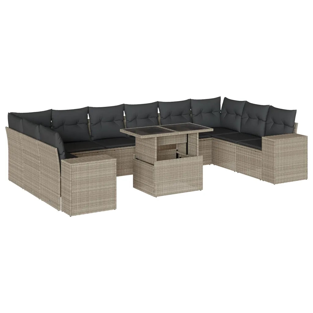 Set Divani da Giardino 11 pz con Cuscini in Polyrattan Grigio 3269412
