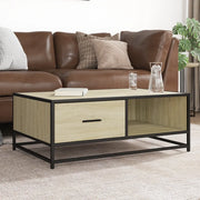 Tavolino-Tavolino da soggiorno-Tavolo Rovere Sonoma 90x57x35 cm Legno Multistrato e Metallo