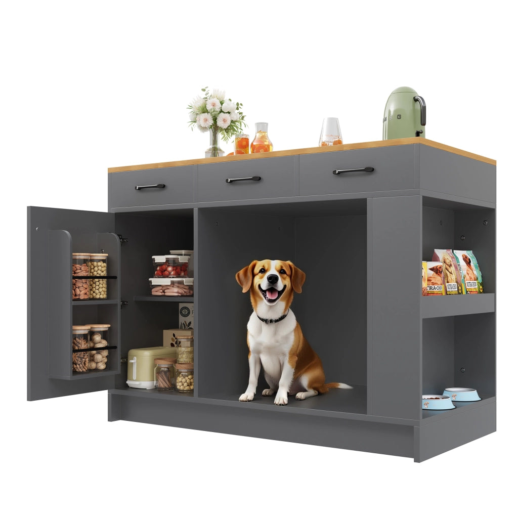 Armadio Cucina con 3 Cassetti e Ripiani ¨C MINIMAL ¨C Grigio 120x60x90 cm