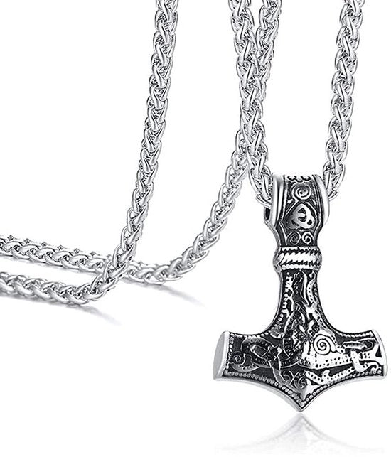 Collana con cerniera di Martello di Thor - Collana in Acciaio Inossidabile - Collana Viking - Cerniera Scandinava - Peso Leggero 60g - Lunghezza 60 cm - Accessorio di Moda