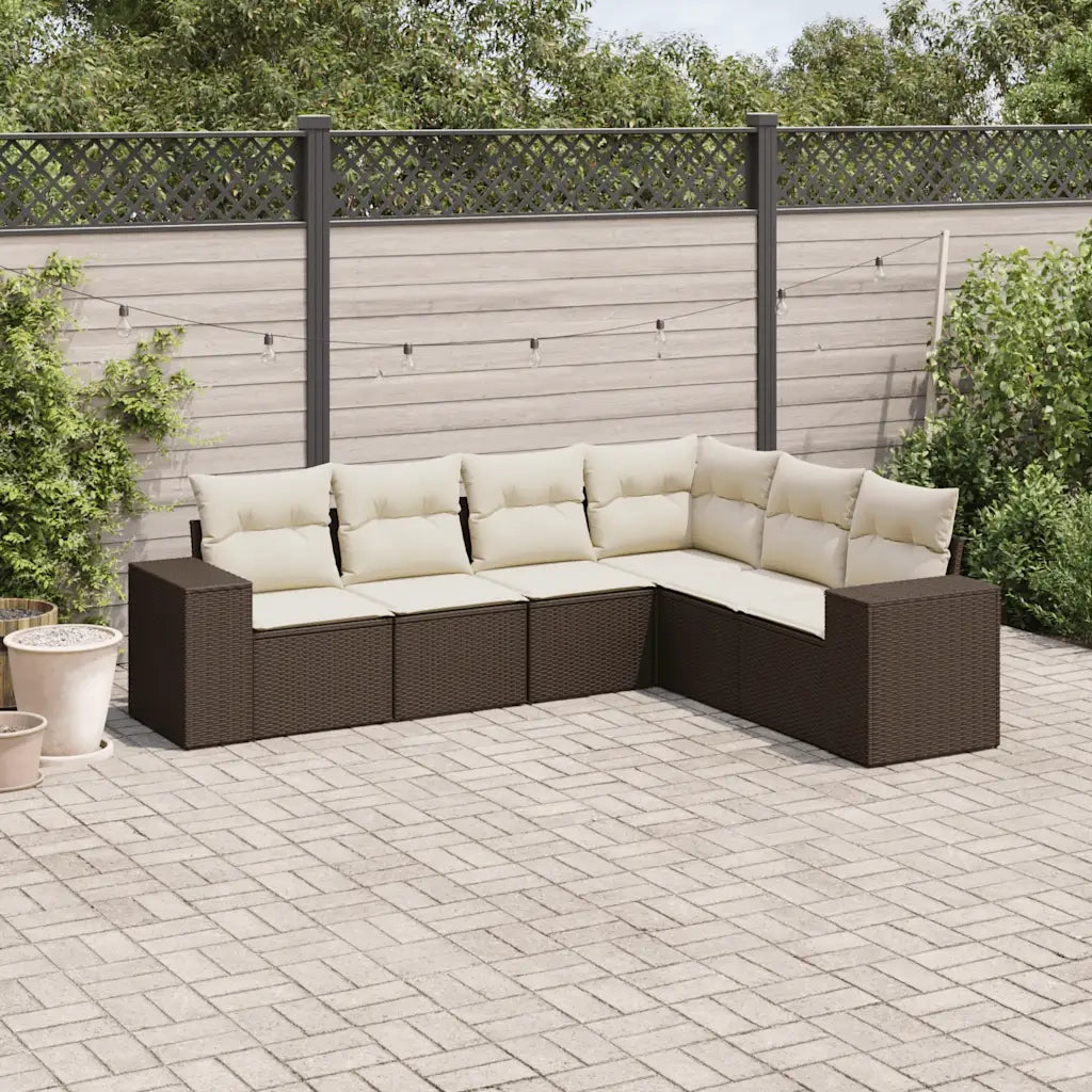 Set Divano da Giardino 6 pz con Cuscini Marrone in Polyrattan 3222612