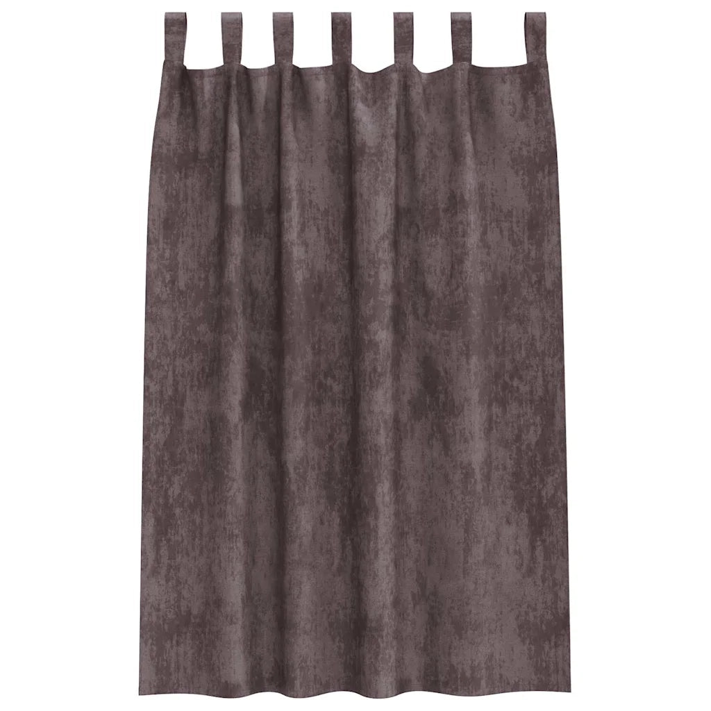 Tende in Velluto con tende 2 pz Marrone 175 x 140 cm Velluto