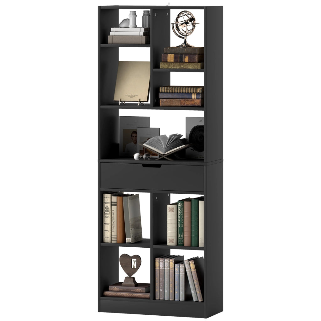 Libreria con cassetto e ripiani aperti ¨C Xylo ¨C Nero 60x26x158 cm