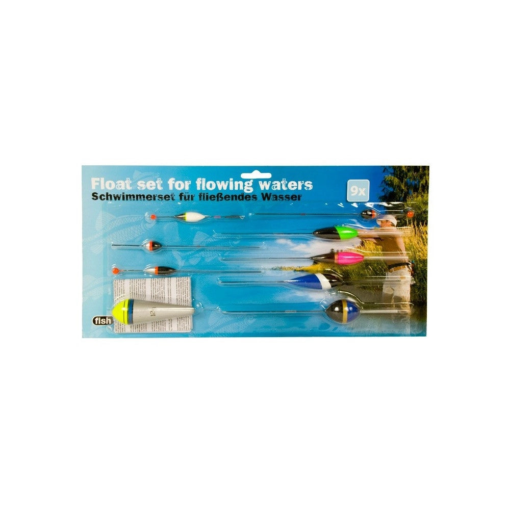 Trade Shop - 9 X Galleggianti Da Pesca Varie Misure Per Acque Stagnanti Pescatori Fish Active -