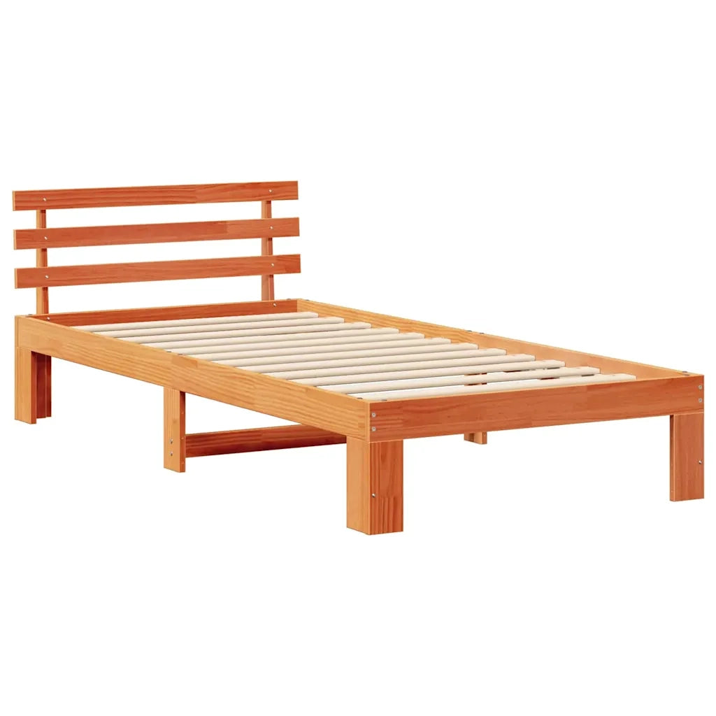 Struttura del letto Marrone cerato 90 x 190 cm Pino massello 872634