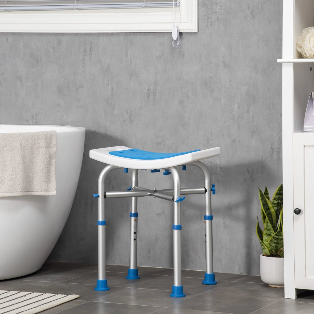 Sgabello Doccia Regolabile ¨C Xylo ¨C Alluminio Blu Antiscivolo