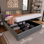 Letto matrimoniale – 160x200 cm – luce USB contenitore – velluto grigio