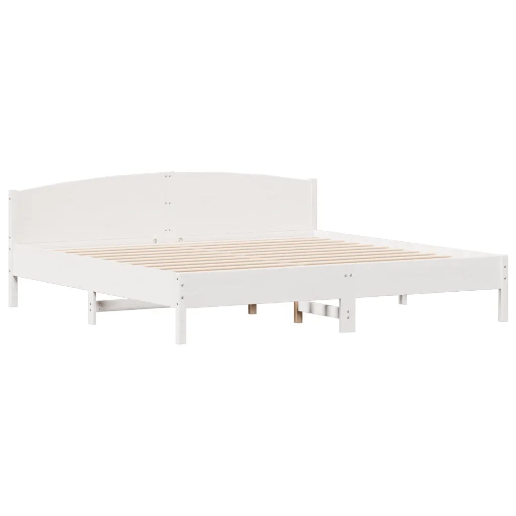 Giroletto senza Materasso-Struttura Letto Bianco 180x200 cm Legno Massello Pino 990537