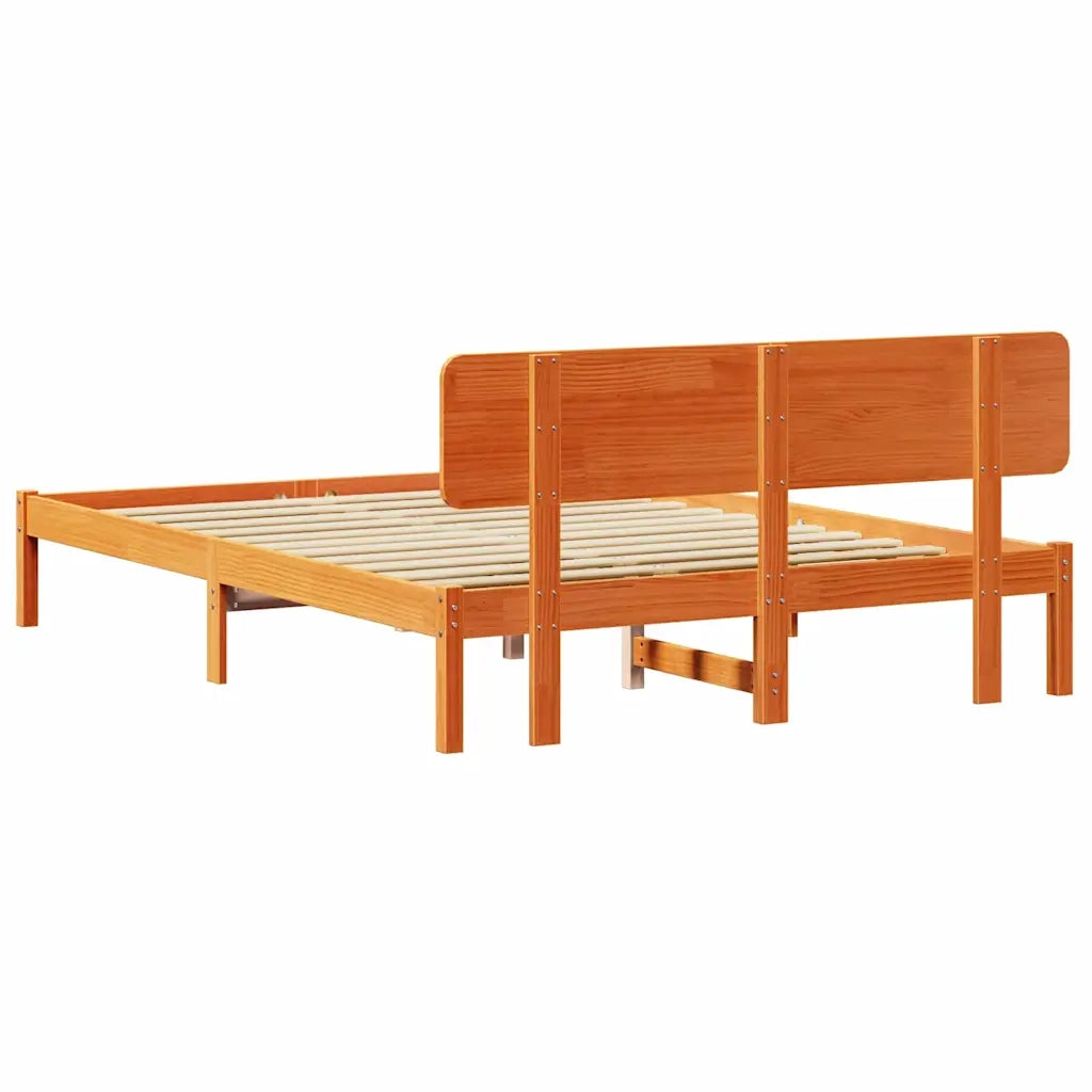 Letto matrimoniale | Letto per adulti | Struttura del letto Marrone cerato 200 x 200 cm Pino massello
