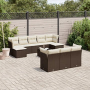 Set Divani da Giardino 11 pz con Cuscini Polyrattan Marrone 3218343