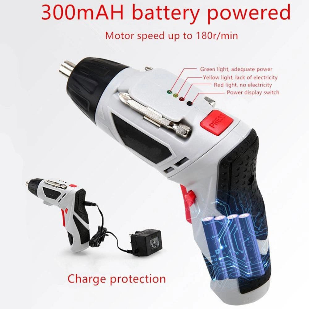 Trade Shop - Trapano Avvitatore A Batteria Al Litio In Valigetta 4,8v 48 Pz Snodabile Led 48p -