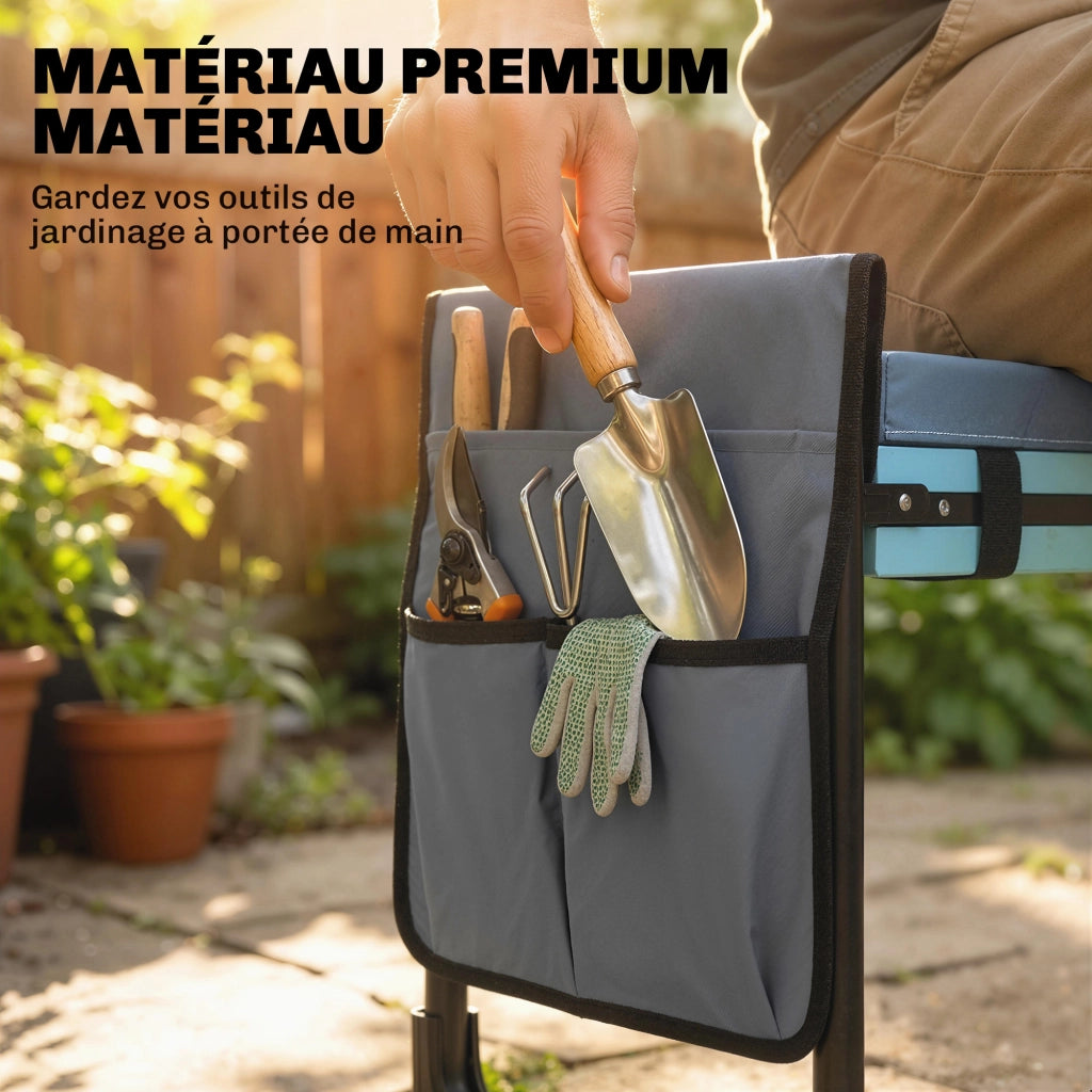 Sgabello da giardino pieghevole con cuscino e tasche ¨C Minimal ¨C grigio scuro