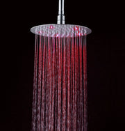 Soffione doccia ultraslim tondo con led cromoterapia acciaio inox D30 cm VEGAS - Satinato
