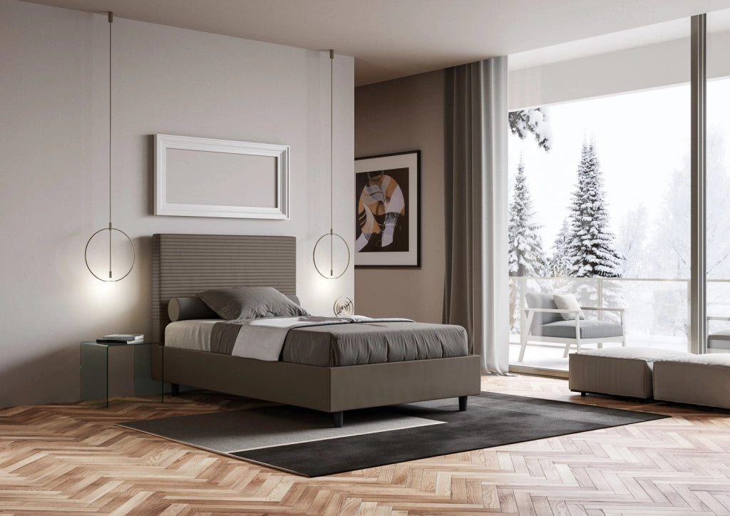 Letto Matrimoniale 160x190 cm con Rete Focus Cappuccino