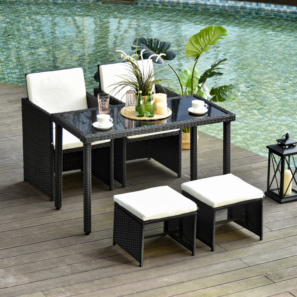 Set da giardino polyrattan 11 pezzi con cuscini ¨C zephmum ¨C nero