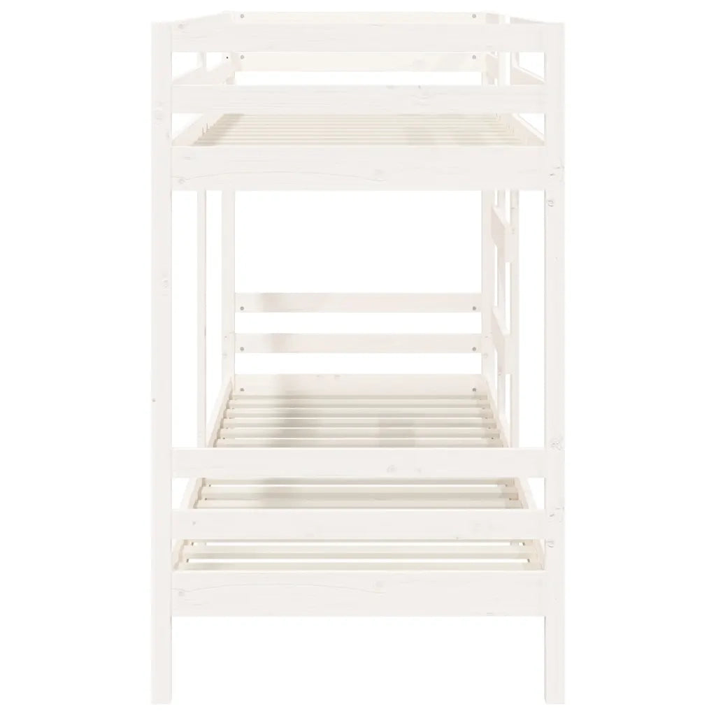Letto a Castello Bianco 90x200 cm in Legno Massello di Pino