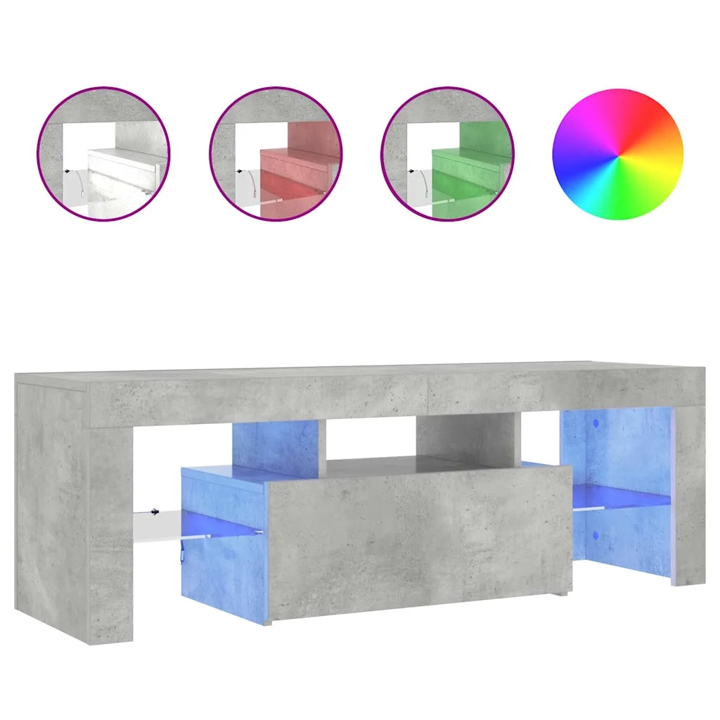 Mobile Porta TV con Luci LED Grigio Cemento 120x35x40 cm 804350
