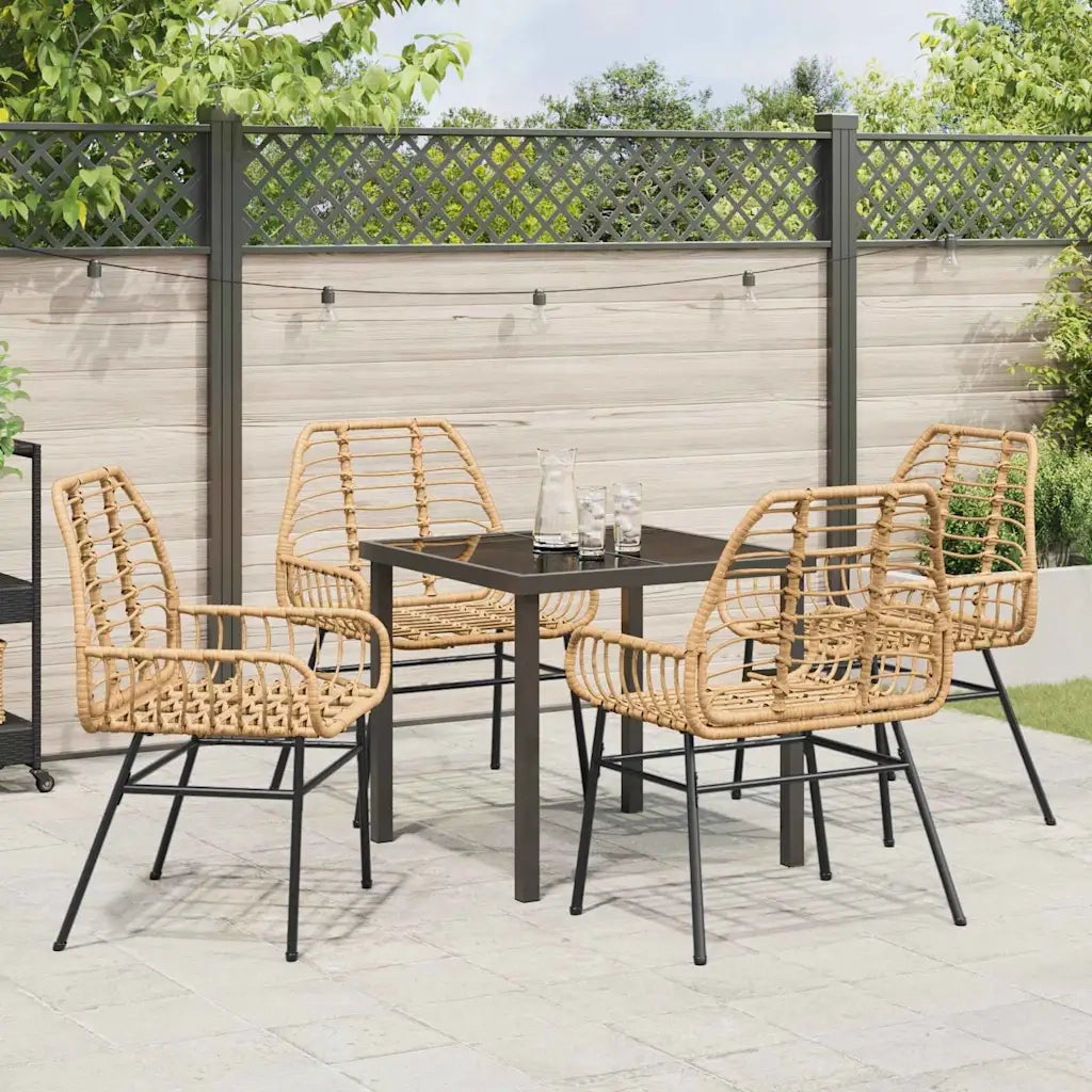 Set da Pranzo per Giardino 5 pcs Marrone polyrattan