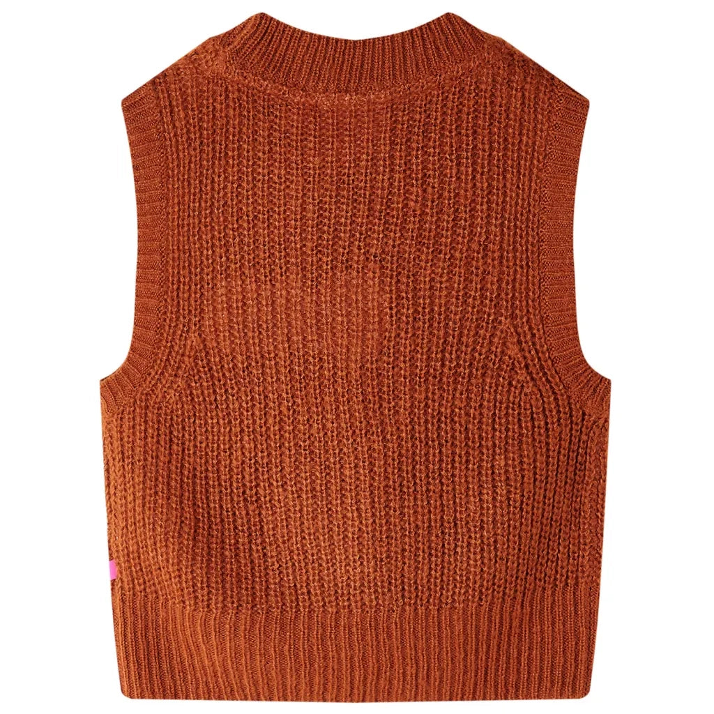 Gilet per Bambini Lavorato a Maglia Cognac 128