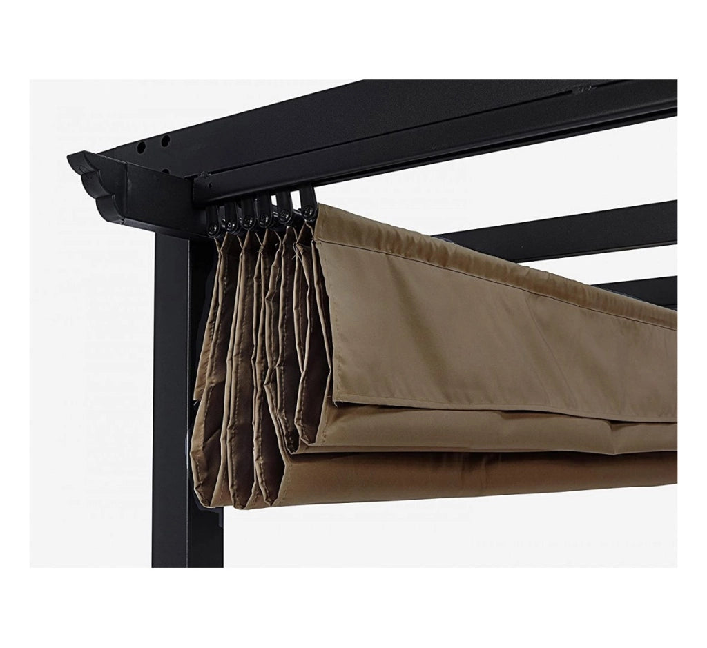Gazebo da Giardino Pergola con Telo Scorrevole Tortora Esterno Dynamic Bizzotto