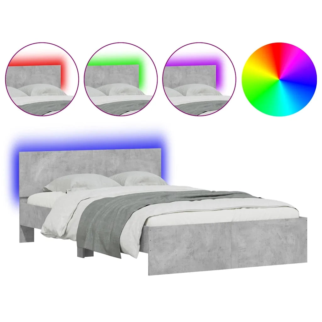Giroletto con Testiera e LED Grigio Cemento 120x190 cm 3207640