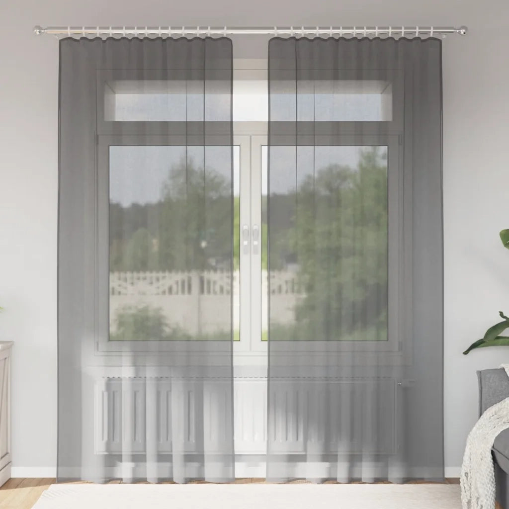 Tende in Voile con Tasche per Aste 2 pz Grigio Scuro 4102183