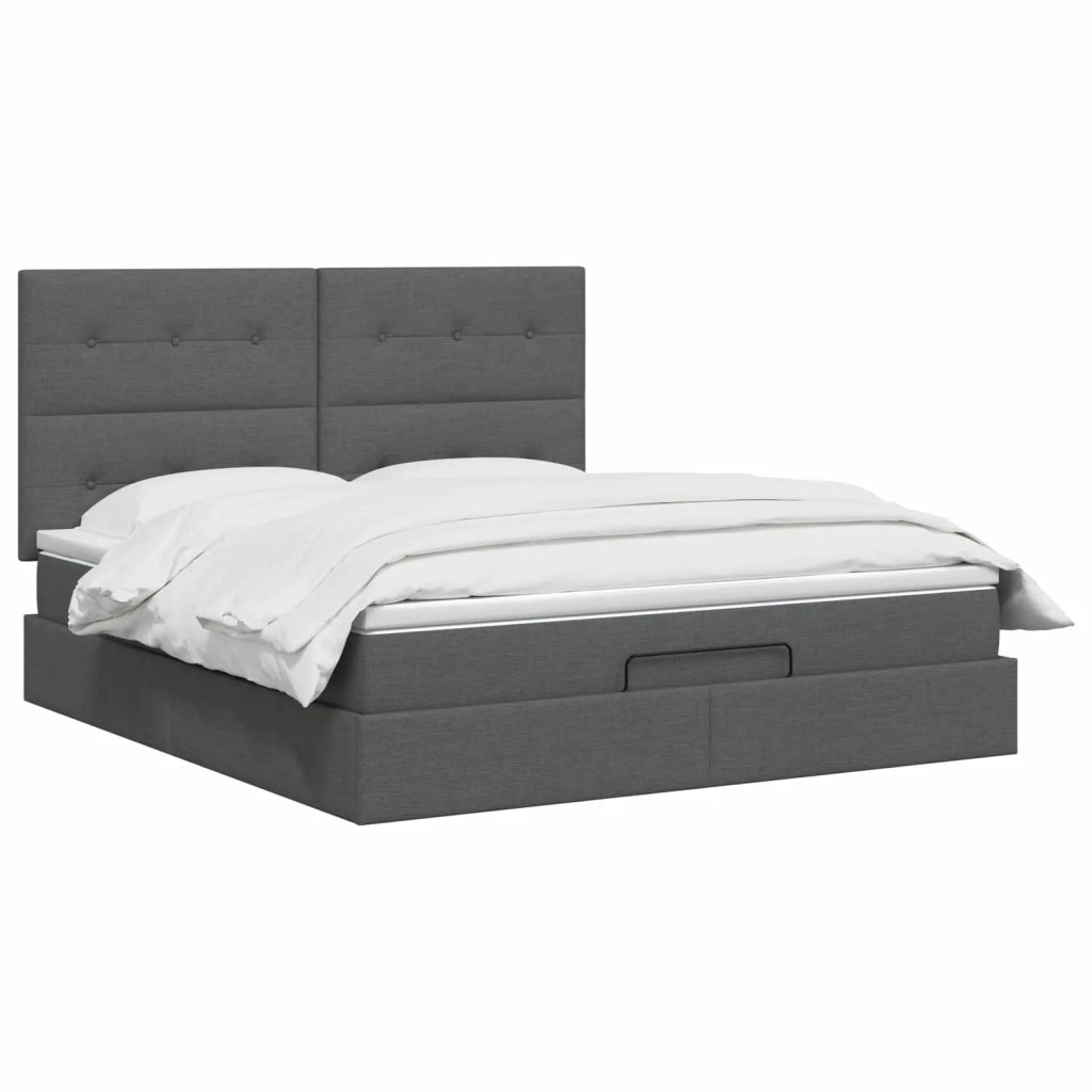 Letto ottomano con materasso Grigio Scuro 140 x 200 cm Tessuto 3457495