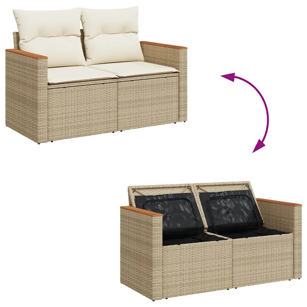 Set Divano da Giardino 5 pz con Cuscini Beige Polyrattan Acacia 3327432