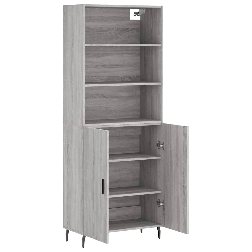 Buffet credenza cassettiera armadio mobile contenitore organizer cucina soggiorno salotto rovere Sonoma alto 69,5 x 34 x 180 cm legno ingegnerizzato grigio 02_0035534