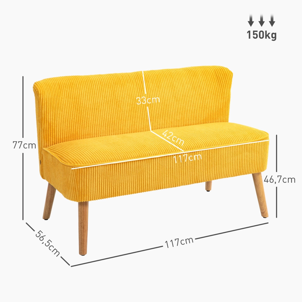 Divano 2 posti ¨C zephmum ¨C giallo, legno massello, 117x56.5x77 cm